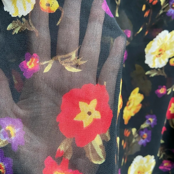 Zara Floral sheer long sleeve blouse sz  M - Picture 3 of 8